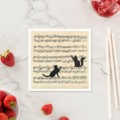 Zwarte katten op vel muziek servet (Insitu)