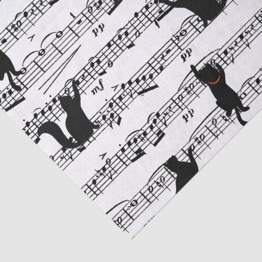Zwarte katten op vel muziek tissuepapier (Detail)