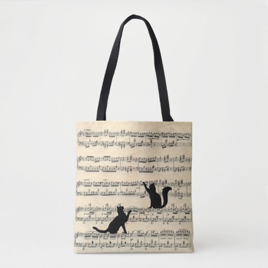 Zwarte katten op vel muziek tote bag (Voorkant)