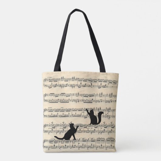 Zwarte katten op vel muziek tote bag (Achterkant)