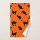 Zwarte katten op wit bad handdoek (Handdoek)