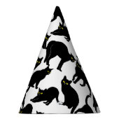 Zwarte katten op wit feesthoedjes (Rechts)
