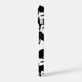 Zwarte katten op wit iPhone 15 case (Linkerkant)