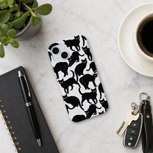 Zwarte katten op wit iPhone 15 case