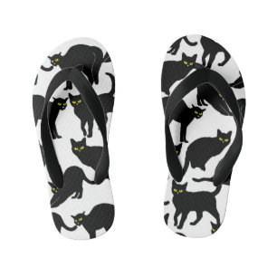 Zwarte katten op wit kinder teenslippers