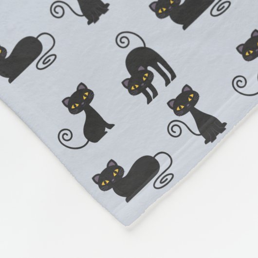 Zwarte katten patronen fleece deken (Hoek)