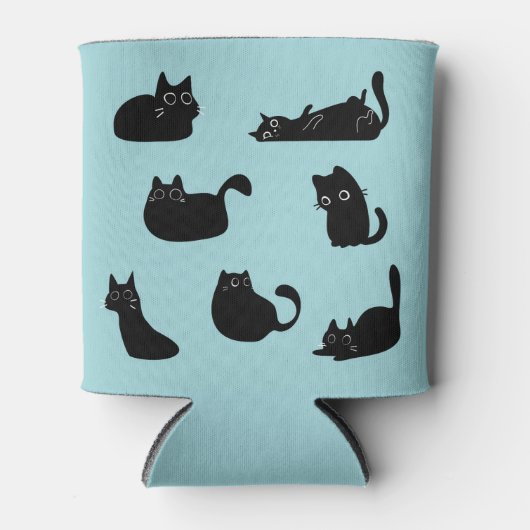 Zwarte Katten Patroon Blikjeskoeler (Voorkant)