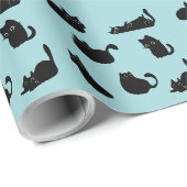 Zwarte Katten Patroon Cadeaupapier (Rol Hoek)