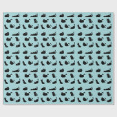 Zwarte Katten Patroon Cadeaupapier (Vlak)