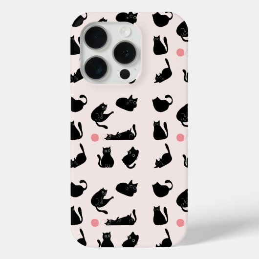 Zwarte Katten Patroon Case-Mate iPhone Case (Achterkant)