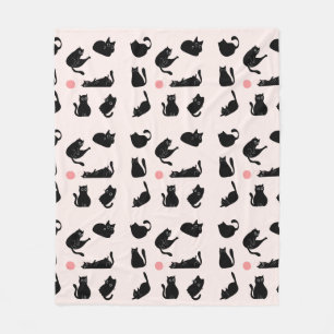 Zwarte Katten Patroon Fleece Deken
