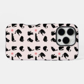 Zwarte Katten Patroon iPhone Hoesje (Achterkant horizontaal)