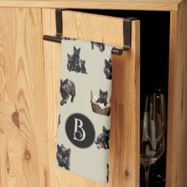 Zwarte katten patroon keuken theedoek