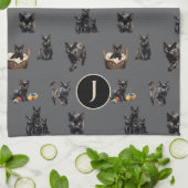Zwarte Katten Patroon Keukenschotel Handdoek (Gevouwen)
