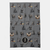 Zwarte Katten Patroon Keukenschotel Handdoek (Verticaal)