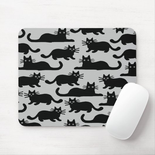 Zwarte Katten Patroon Muismat (Met muis)