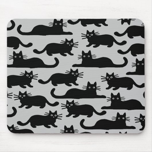 Zwarte Katten Patroon Muismat (Voorkant)