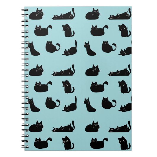 Zwarte Katten Patroon Notitieboek (Voorkant)