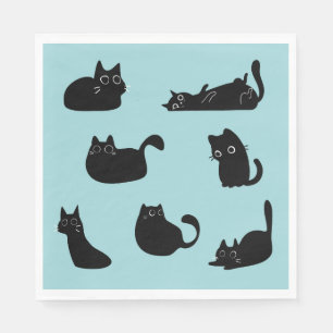 Zwarte Katten Patroon Servet