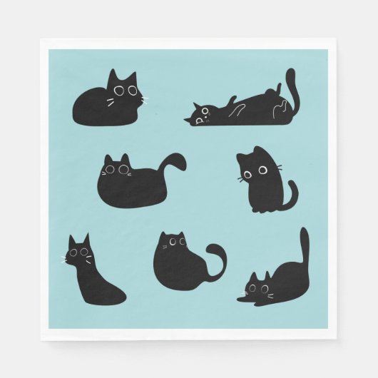 Zwarte Katten Patroon Servet (Voorkant)