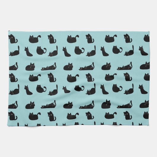 Zwarte Katten Patroon Theedoek (Horizontaal)