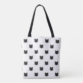 Zwarte katten patroon tote bag (Achterkant)