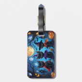 Zwarte Katten Pompoen Halloween Grappig Bagagelabel (Achterkant verticaal)