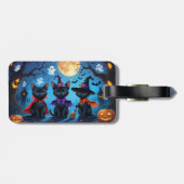 Zwarte Katten Pompoen Halloween Grappig Bagagelabel (Achterkant horizontaal)
