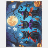 Zwarte Katten Pompoen Halloween Grappig Fleece Deken (Voorkant)