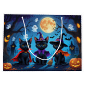 Zwarte Katten Pompoen Halloween Grappig Groot Cadeauzakje (Achterkant)