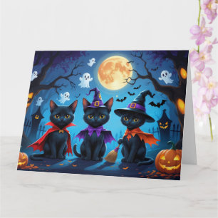 Zwarte Katten Pompoen Halloween Grappig Kaart