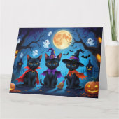 Zwarte Katten Pompoen Halloween Grappig Kaart (Voorkant)