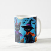 Zwarte Katten Pompoen Halloween Grappig Koffiemok (Voorkant rechts)