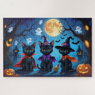 Zwarte Katten Pompoen Halloween Grappig Legpuzzel