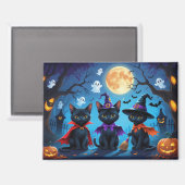 Zwarte Katten Pompoen Halloween Grappig Magneet (Voorkant / Achterkant)