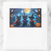Zwarte Katten Pompoen Halloween Grappig Rechthoekige Sticker (Tas)