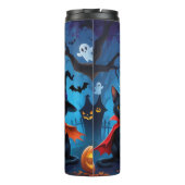 Zwarte Katten Pompoen Halloween Grappig Thermosbeker (Achterkant)