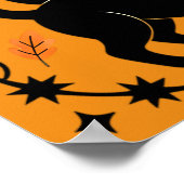 Zwarte katten pompoenen en vleermuizen Happy Hallo Poster (Hoek)