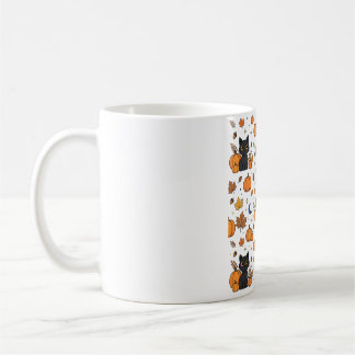 Zwarte katten pompoenveld Halloween patroon Koffiemok