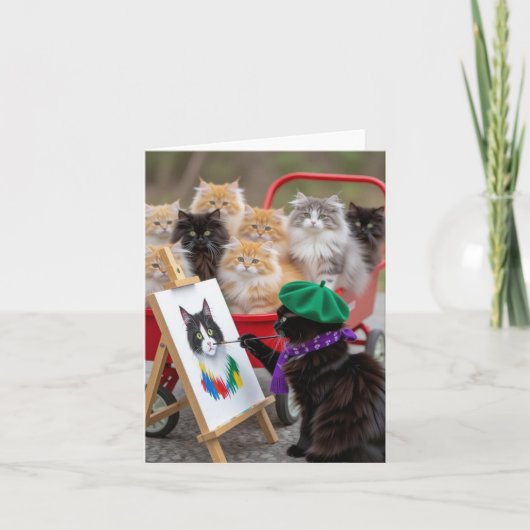 Zwarte Katten portretten Bedankkaart (Voorkant)