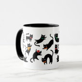 Zwarte katten poseert mok (Voorkant links)