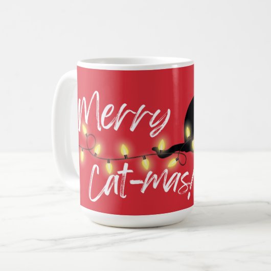 Zwarte katten regeren! Merry Cat-mas Koffiemok (Voorkant links)