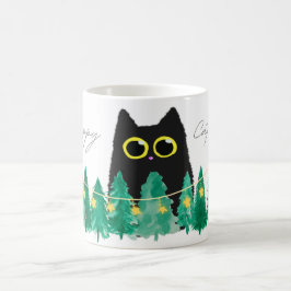 Zwarte katten regeren! Whiskers en kerstjuichen! Koffiemok