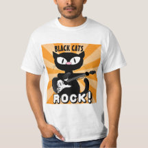 ZWARTE KATTEN ROCK! Black Cartoon Cat Plays Guitar