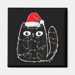 Zwarte Katten Santa Kerstverlichting Meow Kitty K Magneet