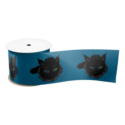 Zwarte katten Satin Ribbon Uw kleuren Satijnen Lint (Spoel)
