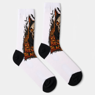 Zwarte Katten Schedel Halloween met Jack O Lantaar Sokken