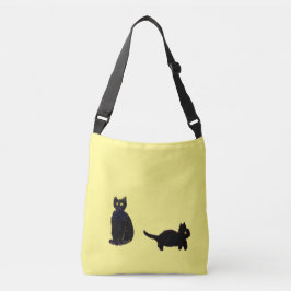 Zwarte katten schilderen Schattige Kat gepersonali Crossbody Tas