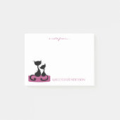 Zwarte katten Silhouette op Roos Roze doos Monogra Post-it® Notes (Voorkant)