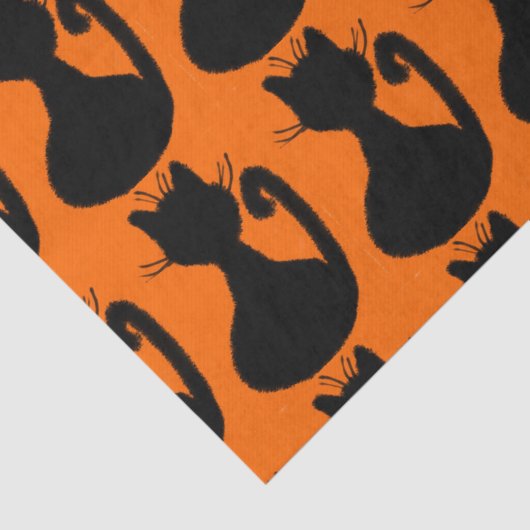 Zwarte katten Silhouette op Sinaasappel Tissuepapier (Detail)